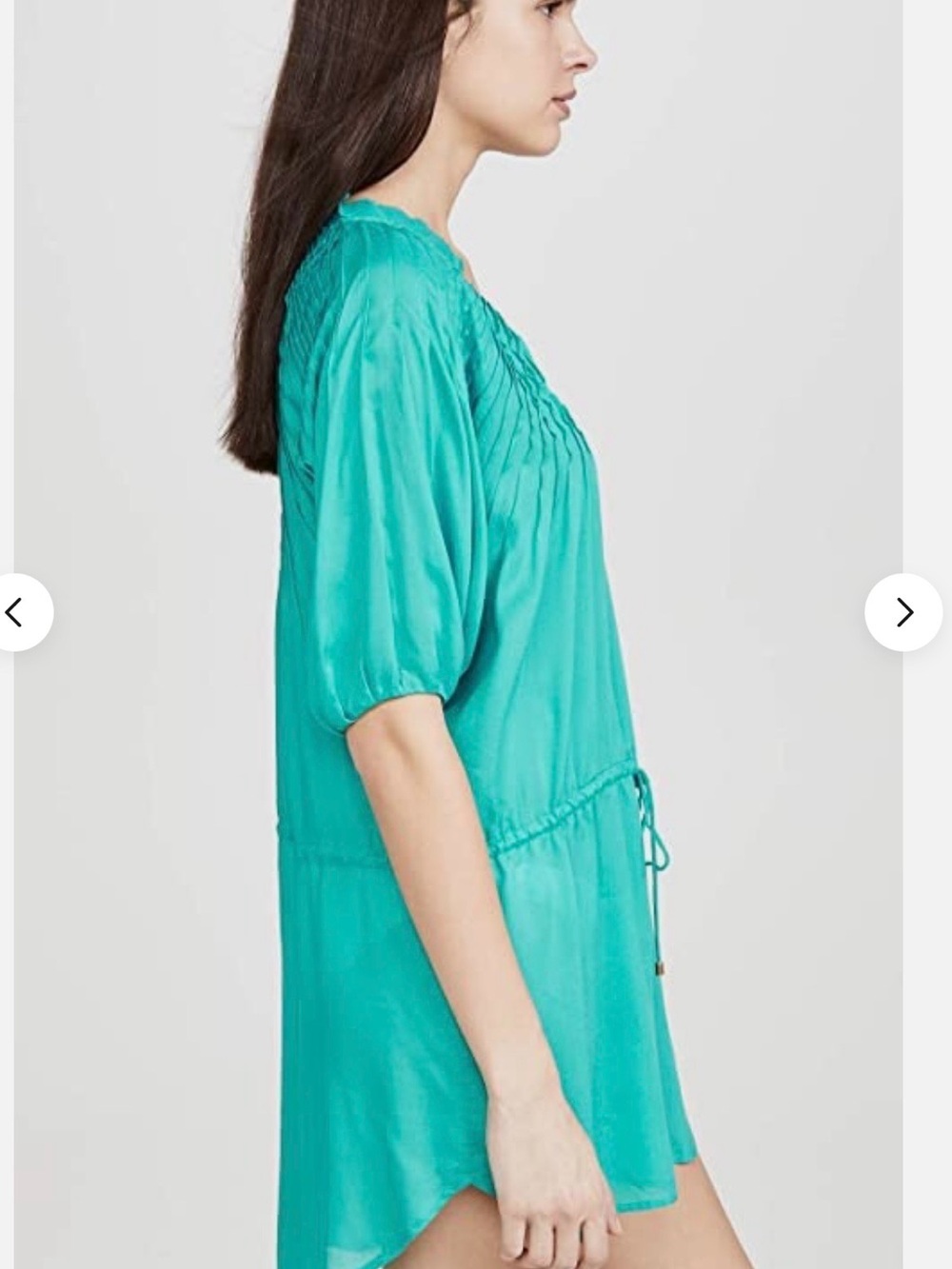 Relaxed Teal Swim Coverup with Drawstring Waist - Picture 2 of 12